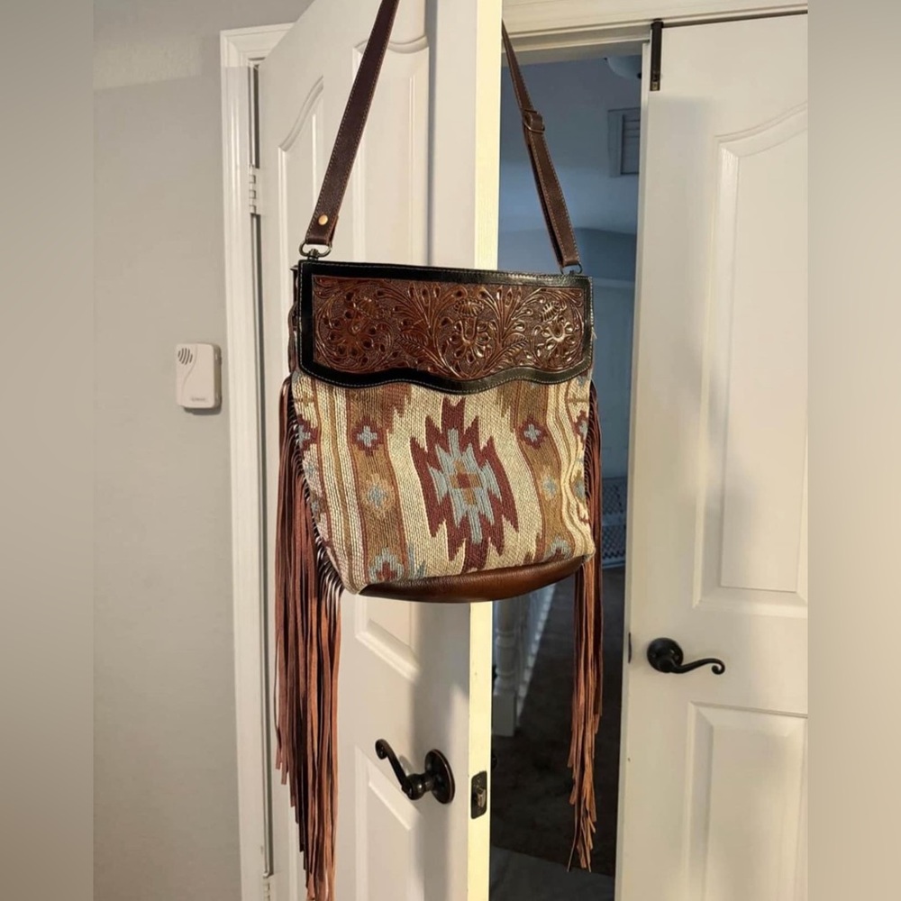 Hand tooled leather purse